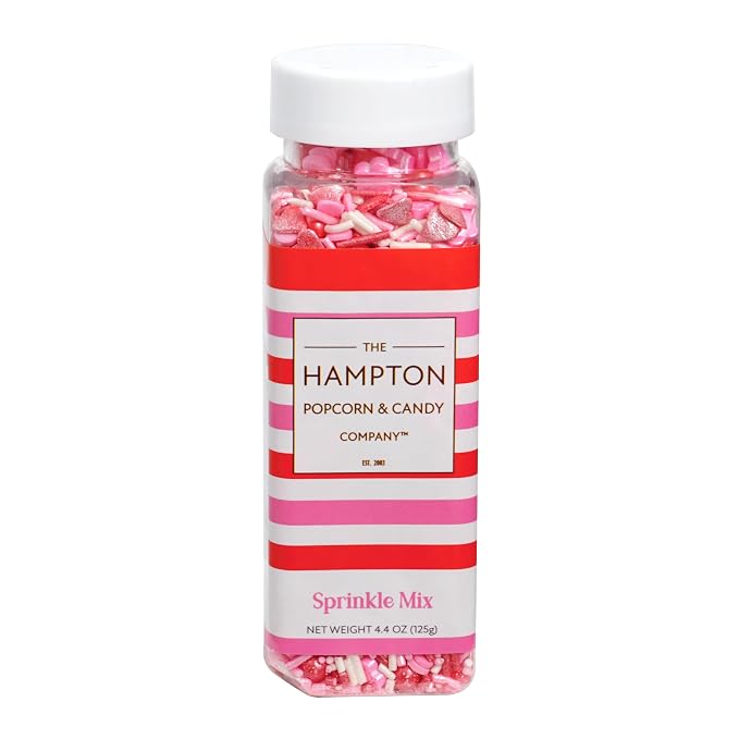 Hearts, Flowers & Pearls Sprinkle Mix Red, White and Pink 4.4 oz, Valentines Sprinkles Sprinkles For Cake Decorating, Baking, Ice Cream & More, The Hampton Candy Company