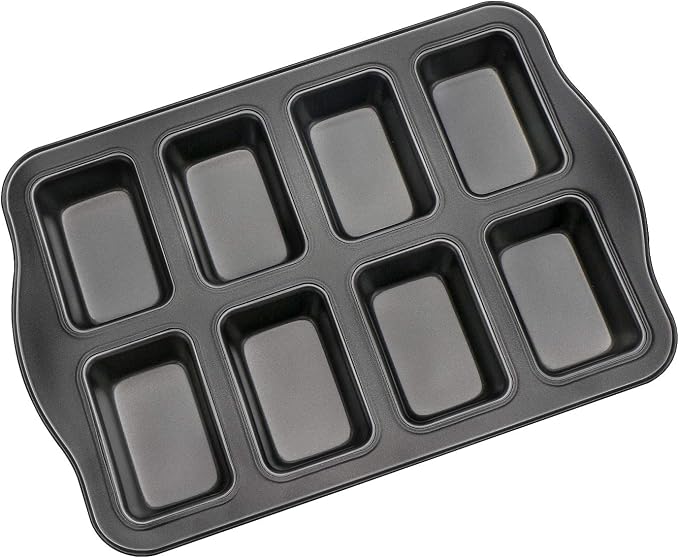Beasea Mini Loaf Pan 8 Cavity, Nonstick Bakeware Square Bread Pan, Carbon Steel Mini Loaf Bread Pan Cake Pans for Baking Oven
