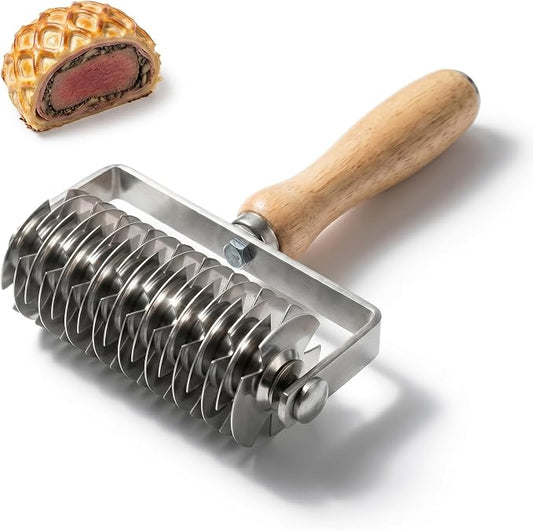 Lattice Pastry Cutter, Stainless Steel Pastry Lattice Roller Cutter for Pie, Pizza & Beef Wellington, Dough Cutter Tool for Pastry Crust and Baking