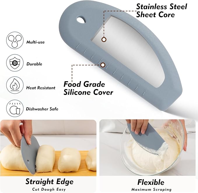Sourdough Starter Kit, Sourdough Bread Baking Supplies, 40oz Sourdough Starter Jar, Silicone Banneton Bread Proofing Basket Set with 9" Round & 10" Oval,Artisan Bread Baking Tools,Silicone Bread Sling