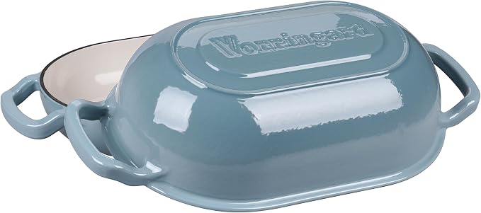 VORRINGARD Enameled Cast Iron Sourdough Bread Oven, Dutch Oven, Loaf Cast Iron Bread Pan for Homemade Bread Baking, Meatloaf Pan with Lid, 5QT, Sea Salt
