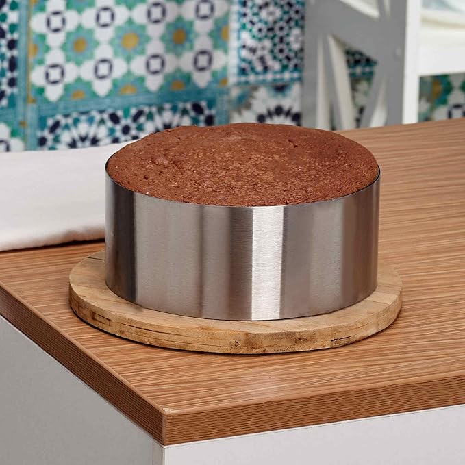 HARFINGTON 2PCS Round Cake Ring 7 x 2 Inch Seamless Stainless Steel Pastry Mousse Dessert Ring Mirror Coating for Baking Cooking Making Tool