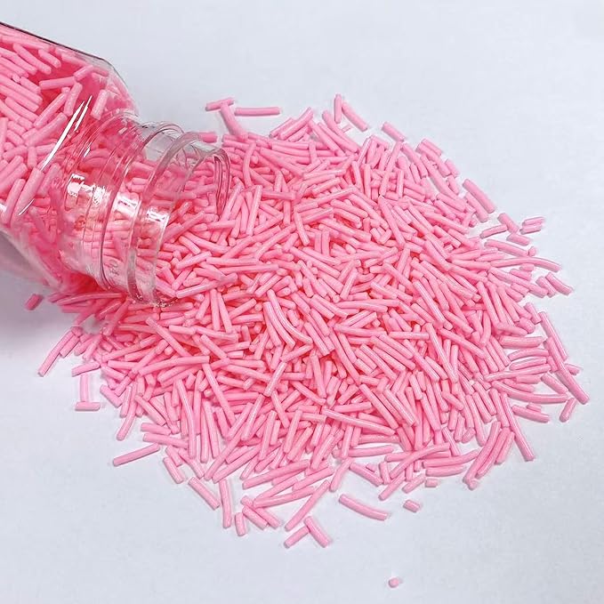 Sentovac Pink Jimmies Sprinkles Edible for Cake Decorating Valentines Sprinkles Sugar Candy Cookie Cupcake Topper Ice Cream Baking Decorations Wedding Halloween Christmas Supplies 3.53oz