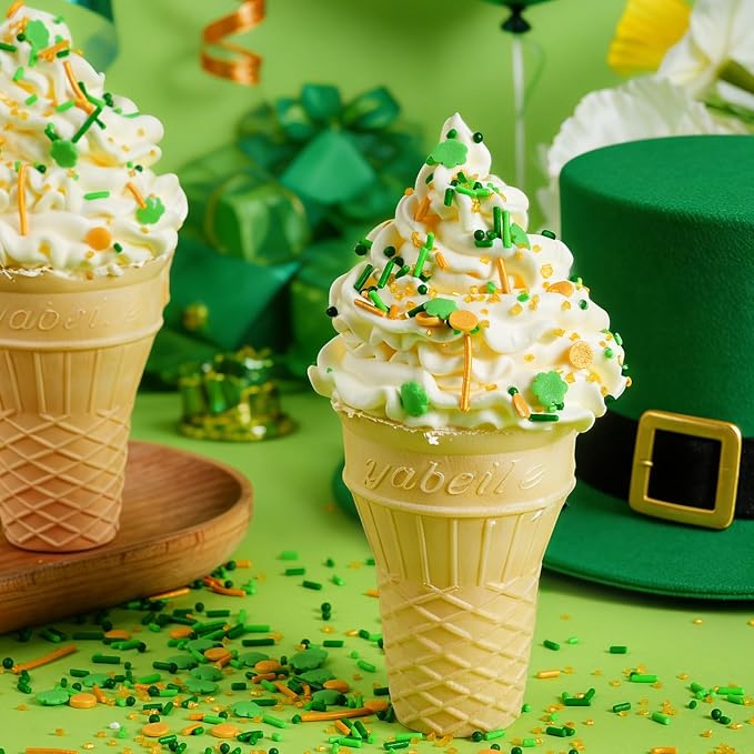 St. Patrick's Day Sprinkles Mix, 4.23oz Shamrock Green & Gold Confetti, Jimmies, Nonpareils for Cake Decorating, Cookie, Cupcake, Ice Cream Topper, Baking Toppings - Spring, Birthday Party Supplies