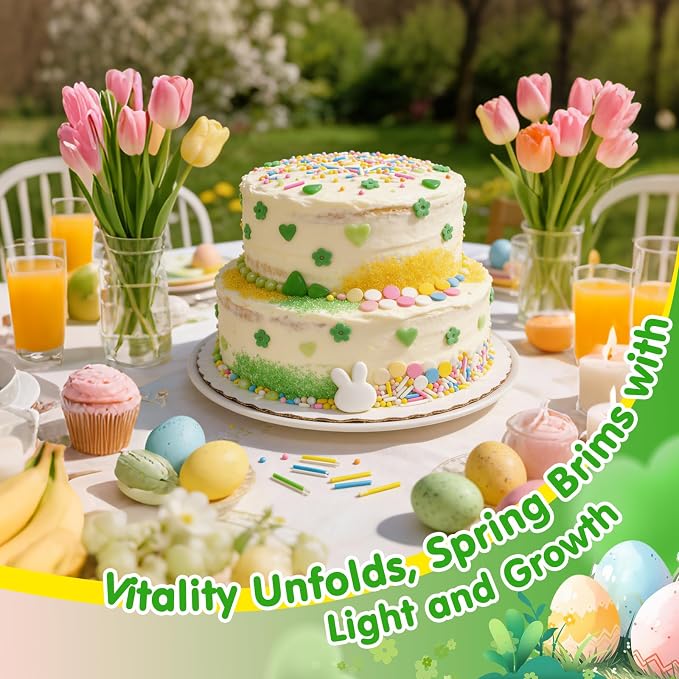 Edible Sprinkles for Cake Decorating,6 Cell-6.7oz,Light Green and Yellow Sanding Sugar,Rainbow Round Confetti,White Rabbit,Pastel Color Sugar Jimmies,Nonpareils,Green Pearls,Green Eggs Sprinkle,Cake Decorations for Baking,Desserts,Cupcakes,Ice Cream,Co...