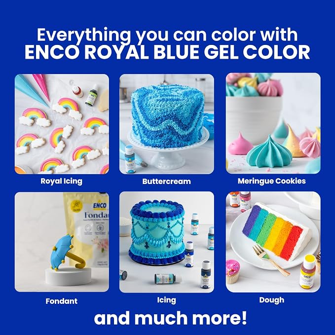ENCO Food Coloring Gel Royal Blue 1.41 oz (40g) Concentrated, Vegan