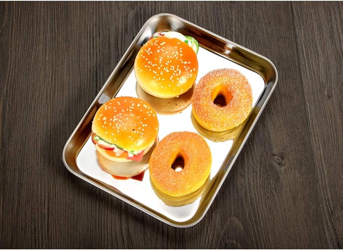 Baking Sheets 5 Pieces, Bastwe Stainless Steel Baking Pan Tray Cookie Sheet, Rectangle Size 9 X 7 X 1 inch, Healthy & Non Toxic, Rust Free & Mirror Finish, Easy Clean & Dishwasher Safe