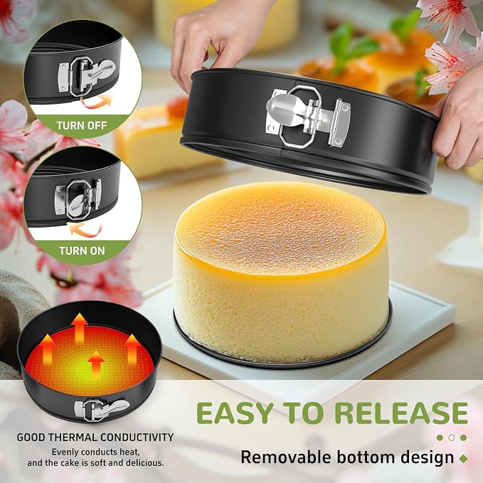 ZeroPone 9 Inch Springform Pan with Removable Bottom, Non-stick Round Spring Form Cake Mold Cheesecake Pan For Baking