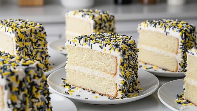 NCS Pittsburgh Game Day Black, Yellow, Silver & White Jimmies Edible Sprinkles – Cupcake, Cake & Cookie Decorations, 7 oz