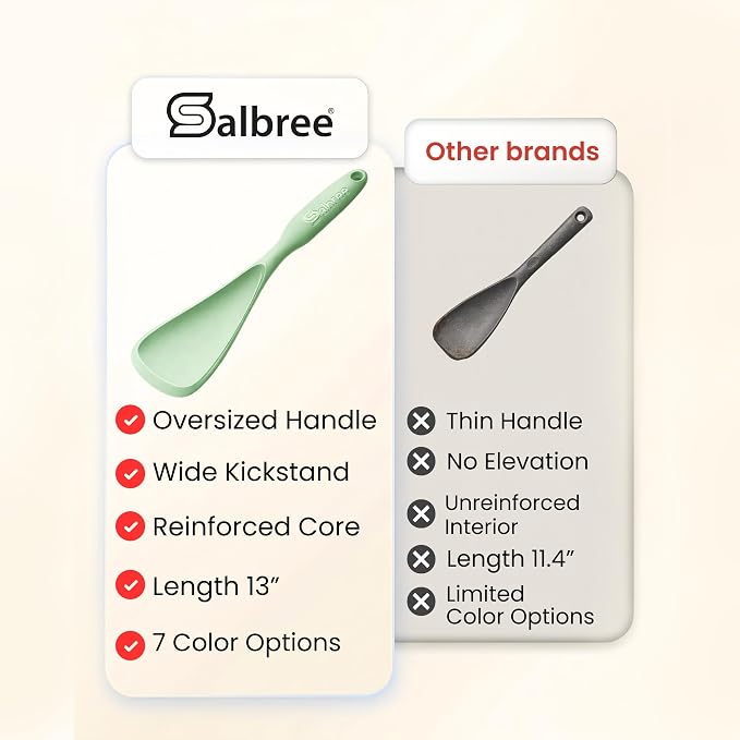 Silicone Spoon Spatula for Cooking - Multifunction Scoop Spatula Spoonula - Heat Resistant Cooking Spoon for Nonstick Cookware - Large Silicone Kitchen Spoon - Seamless Design (Mint,1pc)