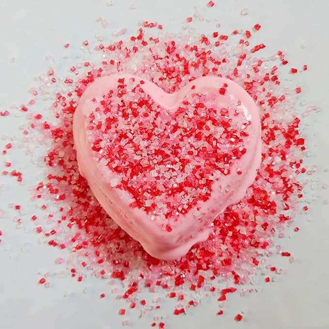 HeDeon&Rles Edible Red Pink White Sanding Sugar Crystals for Baking 120g/4.23oz Sparkling Sugar Crystals Cake Cupcake Pancake Ice Cream Top Valentines Wedding Christmas Cake Decoration