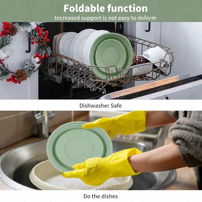 2Pcs Silicone Banneton Bread Proofing Baskets, 10" Oval & 9" Round Foldable Non-Stick Dough Proofing Bowl Containers-BPA Free, Optimum Sourdough Bread Baking Supplies (Green)