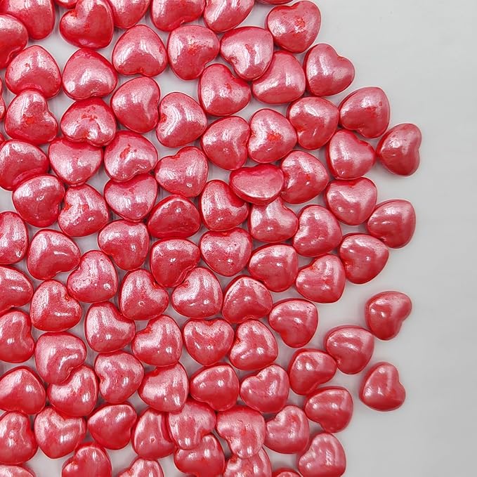 Red Heart Sprinkles, Edible Heart Cake Decorating, Baking Cake Decorations Cupcake Toppers Cookie Decorating, Wedding Party Valentine Supplies