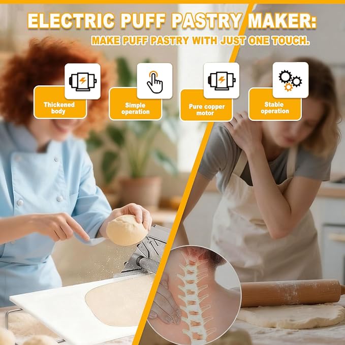 Electric Dough Roller Machine, Folding Pastry Dough Sheeter Machine,40x17.7in Sheeter Board 1 0.07 To1.18 Adjustable Thickness, Forward & Reverse Rolling, for Puff & Fondant Pastry