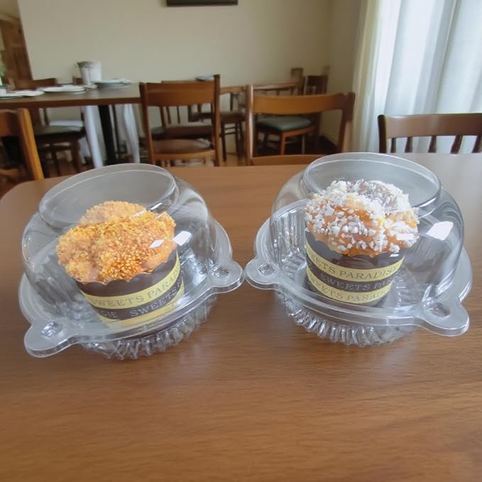 100Pack Jumbo Muffin Containers,Thicken Plastic Muffin Cartons | Jumbo Thicken Plastic Muffin Cartons,Disposable Clear Plastic Single Muffin Holders,Cupcake Boxes Bulk,Size 5.3 * 3.6inch
