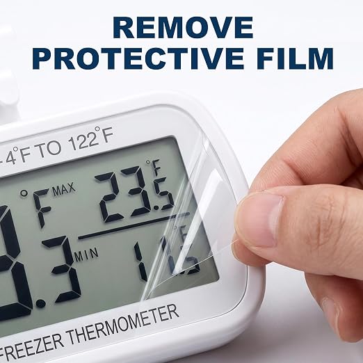 Waterproof Refrigerator Fridge Thermometer, Digital Freezer Room Thermometer, Max/Min Record Function Large LCD Screen and Magnetic Back for Kitchen, Home, Restaurants (1 Pack)