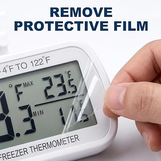 Waterproof Refrigerator Fridge Thermometer, Digital Freezer Room Thermometer, Max/Min Record Function Large LCD Screen and Magnetic Back for Kitchen, Home, Restaurants (2 Pack)