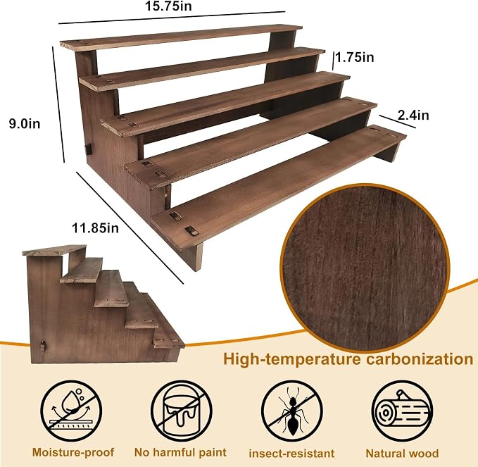 Wooden Cupcake Stand - 30s Quick Installation, Easy Carry &Store | 5 Tier Cup Cake Display Stand, Rustic Tiered Serving Tray, Multi-Uses as Dessert Stands, Vendor Display Shelves, Spice Rack
