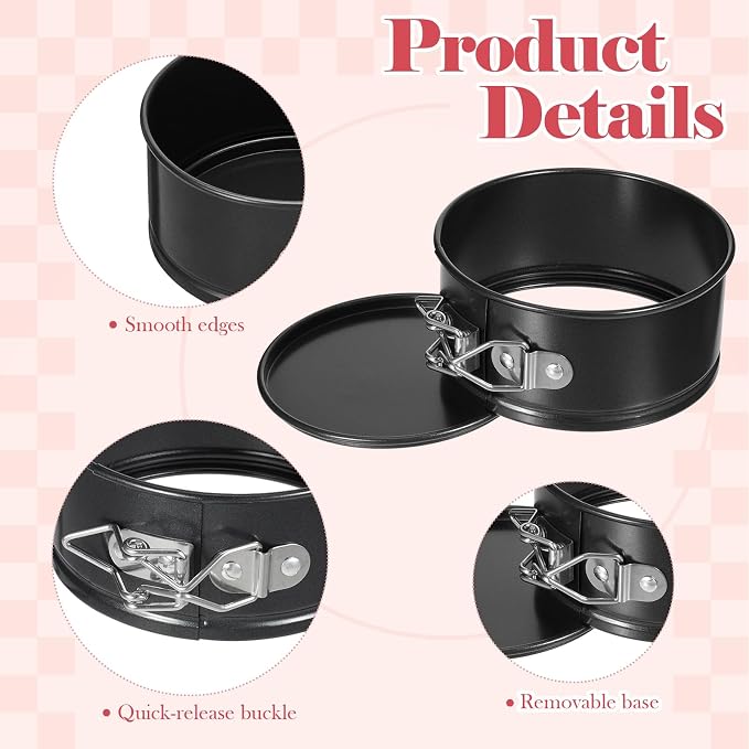 8Pcs Springform Pans Nonstick, 4.7 Inch Stainless Steel Springform Cake Pan with Removable Bottom Round Mini Cheesecake Mold for Cakes, Cheesecakes, Pizzas and Quiches