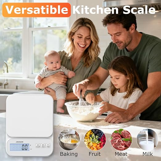 Kitchen Scale Food Scale 5kg/0.1g Digital Scale Food Weighing Scale for Cooking Baking Weight Loss, Rechargeable Coffee Scale Precision Baking Scale with Large Backlit LCD Display, USB Cord