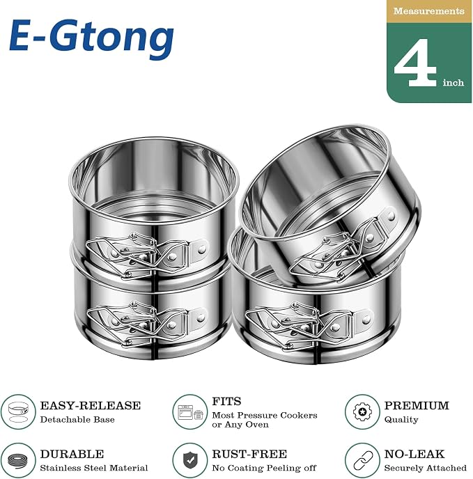 4" Springform Cake Pan, 4 Pcs Stainless Steel Springform Pans with 50 Pcs Paper Liners, Leakproof & Nonstick Cheesecake Pan with Removable Bottom, Small Cake Pan for Mini Pizzas Quiches