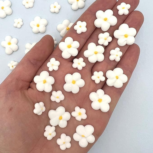 Royal Icing Blossoms | Mini Edible Flowers | Edible Roses | White Wedding Flowers | Cake Sprinkles | Bulk Sprinkle Mix | by Simply Sucré (162 Flowers, White Blossoms)