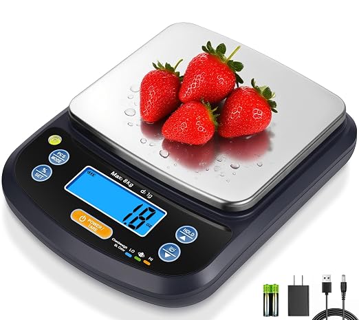 THINKSCALE Digital Kitchen Scale 17.6lb/8kg, Removable Stainless Steel Pan | Food Scale with Baker's % Percentage, IPX6 Waterproof, Tare Function for Baking, Cooking, Meal Prep, USB Adapter Included