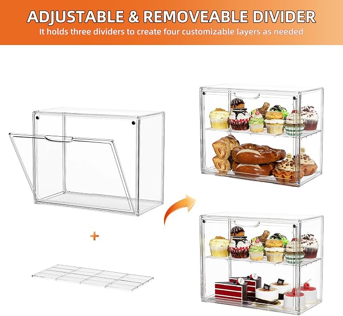 2 Tier Cupcake Stand Acrylic Cardboard Cupcake Tower Holder, Dessert Pastry Cookie Display Stand Case with Lid for Birthday Wedding Party Decoration, Large Adjustable Bread Box, XXXL