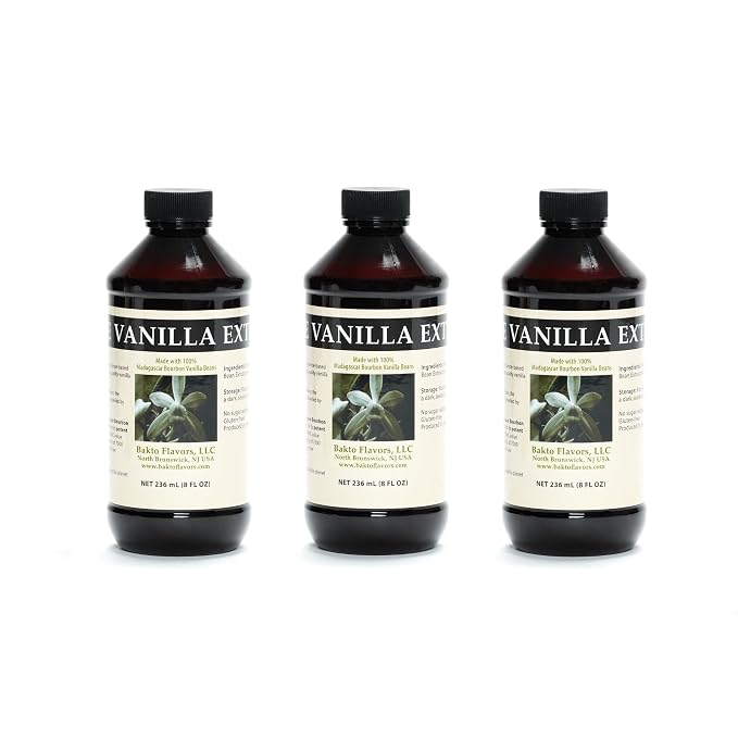Bakto Flavors 8 oz. Madagascar Pure Vanilla Extract. 3 Bottles.