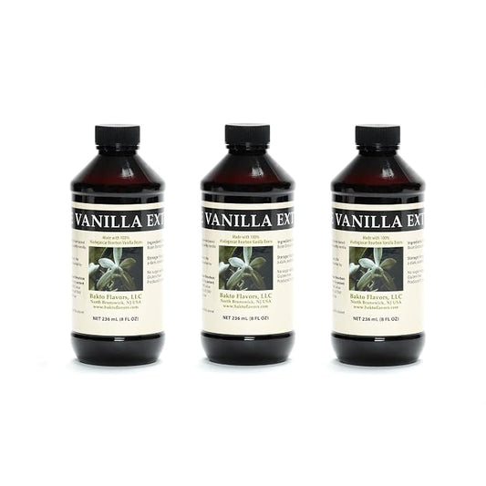 Bakto Flavors 8 oz. Madagascar Pure Vanilla Extract. 3 Bottles.