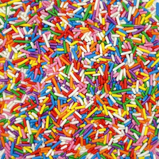 Sentovac Edible Smooth Rainbow Jimmies Sprinkles for Cake Decorating | Cupcake and Ice Cream Toppers Cake Decorations | Soft Jimmies Sprinkles for Baking | 1 Bottle 2.75oz Cookie Decorating Celebrations Wedding Shower Party Chirstmas Supplies