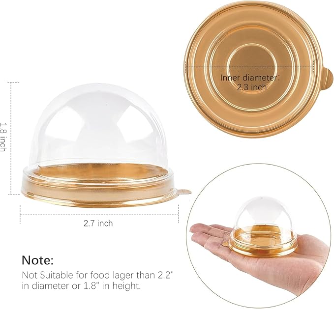TOFLEN 100Pcs Mini Cake Containers with Clear Dome Lids for Mini Desserts Cupcake, Cheesecake, Cocoa Bomb, Strawberry, Mooncake