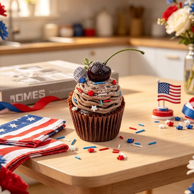Red White and Blue Sprinkles Edible, Patriotic Sprinkles, 4 of July Sprinkles for Cake Decorating, Stars and Jimmies Mixed for Cookies, Cupcake, Donuts, Ice Cream Toppings