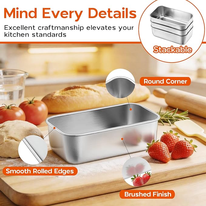 Onader Mini Loaf Pans 6¼ x 3⅝ Inch, 20 Pack Stainless Steel Bread Baking Pan Set, Metal Small Bakeware for Meatloaf Banana Bread Sourdough Sandwich, Dishwasher Safe