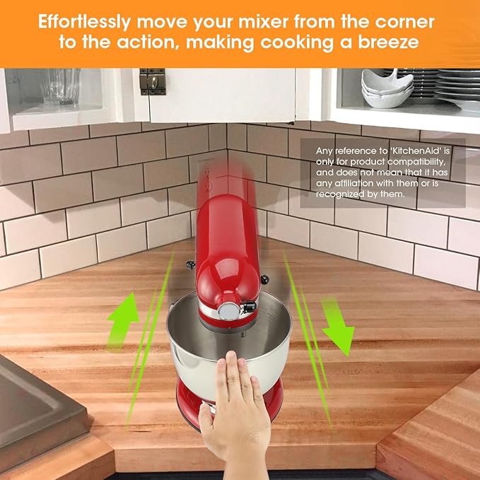 Aieve Mixer Slider Mat for KitchenAid 4.5–5 QT Tilt-Head Stand Mixer Accessories, Upgraded Acrylic Sliding Tray with Felt Bottom, Easy to Move, Black