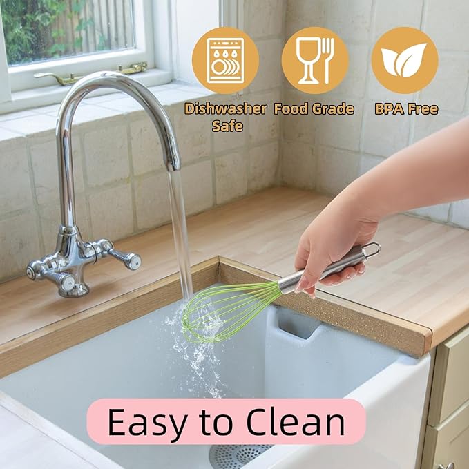 Cididu Set of 24 Silicone Whisk Bulk for Cooking, 10 In Wisking Tool Non Scratch, Flexible Rubber Whisks for Nonstick Pans, Kitchen Hand Whisk for Mother's Day Party Gifts, BPA Free Dishwasher Safe