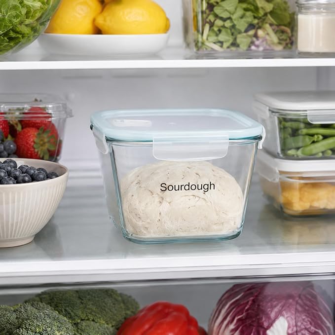 2 Liter Sourdough Starter Jar -Borosilicate Glass Sourdough Jar - Sour Dough Starter Jars for Sourdough with Lid - Large Clear Jars with Wide Mouth - Dishwasher Safe Clear