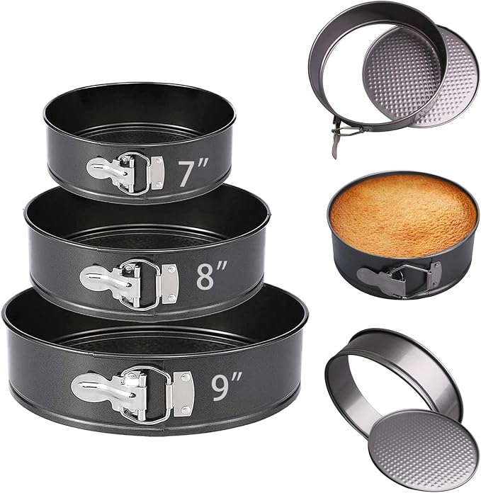 Kitchen Tools 7 8 9 "Nonstick Springform Pan Set of 3, Leakproof Cheesecake Pan with Protector, Round Cake Pans Sets for Baking with Removable Bottom A unique gift for baking enthusiasts