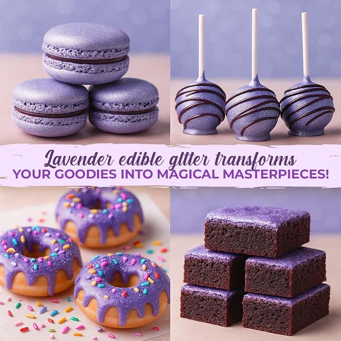 Purple Edible Glitter for Drinks 20g - Purple Edible Glitter for Cakes Cocktails Cake Decoration Sprinkles - Purple Luster Dust for Cocktail & Cake Topper Chocolate Baking Decorating Fondant Cookies - Drink Shimmer Spray - Food Grade Vegan, Kosher, Hal...