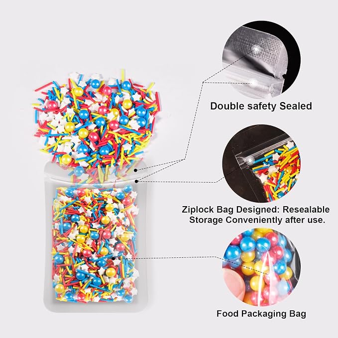 HUEBEATY 6-in-1 Cartoon Party Sprinkles for Cake Decorating – 180g Red Blue Yellow Cake Sprinkles with Flash Lightning Bolt Confetti, Jimmies, Nonpareils, Stars & Pearls – Edible Cakes, Cupcakes, Cookies & Ice Cream Topper Decorations (Primary)
