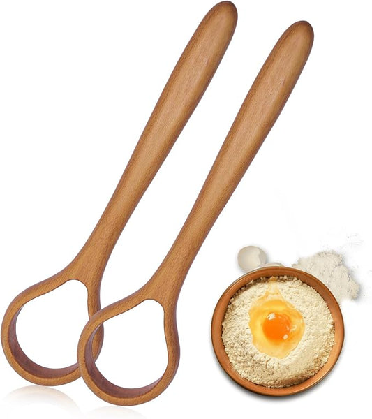 Danish Dough Whisk Set of 2 – 13-Inch Bread Making Tools with Wooden Handle – Baking Whisks for Sourdough, Dough, Pizza and More Cooking Supplies