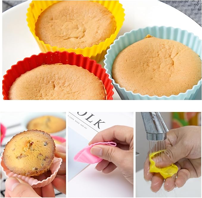 42 Pcs Silicone Cupcake Molds - Multi-Shape Non-Stick Baking Cups, Reusable and Washable for Cupcakes, Muffins, and Party Treats – 6 Stylish Flowers Designs (Style2)