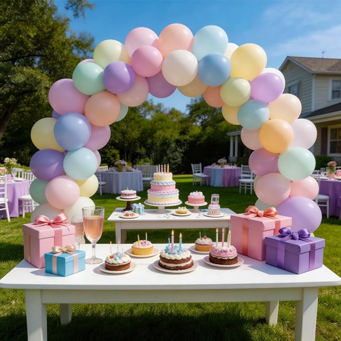 160 Pack Pastel Balloons 12 Inch Pastel Rainbow Multicolor Macaron Balloons for Party Baby Shower Gender Reveal Easter Decorations