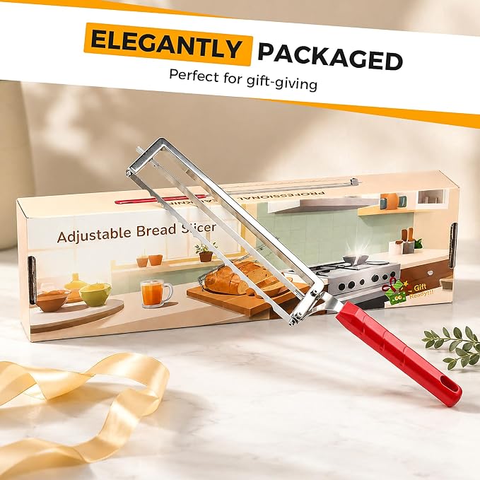 Bread Knife for Homemade Bread, Sourdough Bread Knife with Thickness Guide, Upgraded Adjustable Bread Slicer for Sourdough & Baguette, Ideal Gifts for Bakers