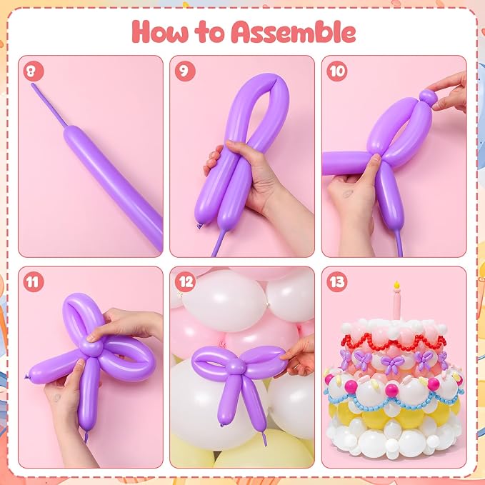 209 Pcs Colorful Birthday Cake Balloon Set Pastel Balloon Kit Macaron Pink White Yellow Rose Red Blue Purple Balloons for Birthday Baby Shower Wedding Anniversary Party Decorations Supplies