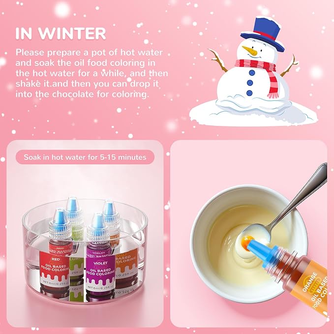 Oil-Based Food Coloring for Chocolate - 16 Colors Oils Dye Set Flavorless Edible Food Color Vibrant Neon Icing Colors for Candy Melts, Baking, Fondant, Icing, and Cake Decorating(0.25 fl.oz)
