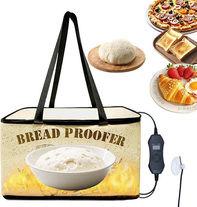 Dough Proofing Box, Bread Making Tools, with NTC Sensor Temperature and Timer Controller,Auto Shutdown Timer, Foldable Zippered Bread Proofing basket, Yogurt and Rice Wine Fermentation Box.