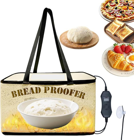 Dough Proofing Box, Bread Making Tools, with NTC Sensor Temperature and Timer Controller,Auto Shutdown Timer, Foldable Zippered Bread Proofing basket, Yogurt and Rice Wine Fermentation Box.