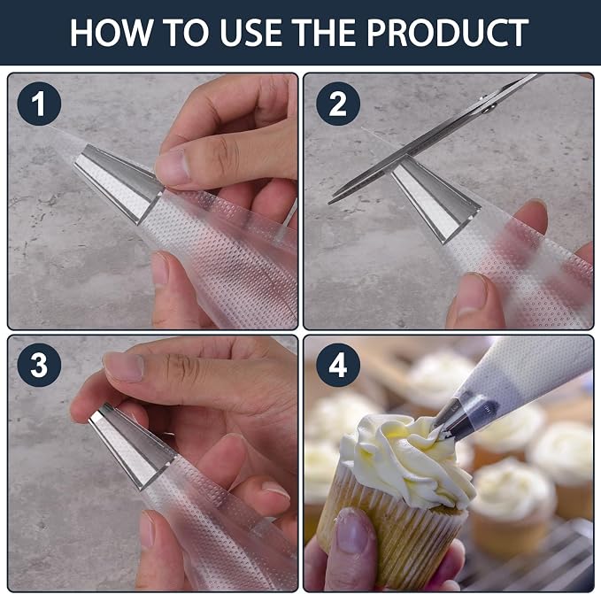 Engorgio 100 Pcs Disposable Mini Piping Bags 8 inch Pastry Bag Pastry Crimpers Small Piping Bags Disposable Pastry Bags For Cake Macarons Dessert Decorations Cookies Baking Cupcakes (Clear)