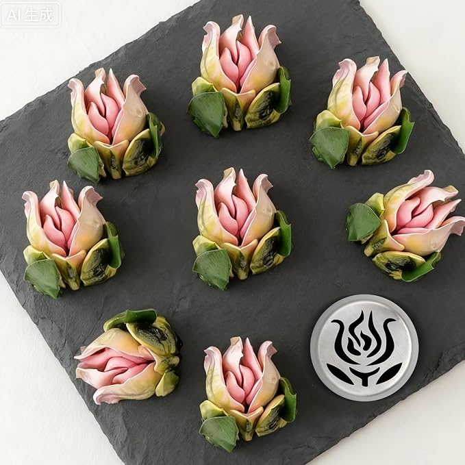 1Pack Extra Large Stainless Steel Rose Petal Piping Tip, Cotton Candy Paste Flower Bouquet Cream Nozzle for Cakes Cupcakes Desserts Puffs Tool for Cake Decoration Pastry Baking (XXL,Style 36)